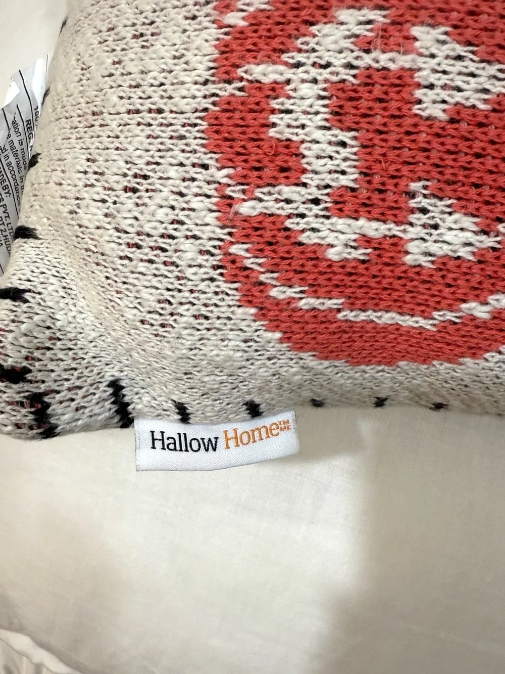 Halloween Ghost Knit Throw Pillow - Pink & Coral